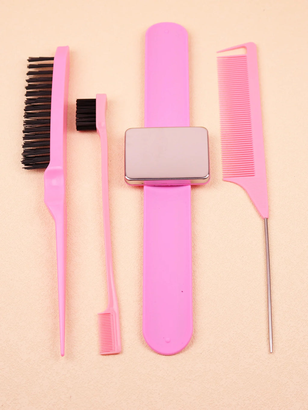 4pcshair brush, magnetic wristband, edge controlled tear comb, hair clip, silicone wrist strap，Special for real hair wigs