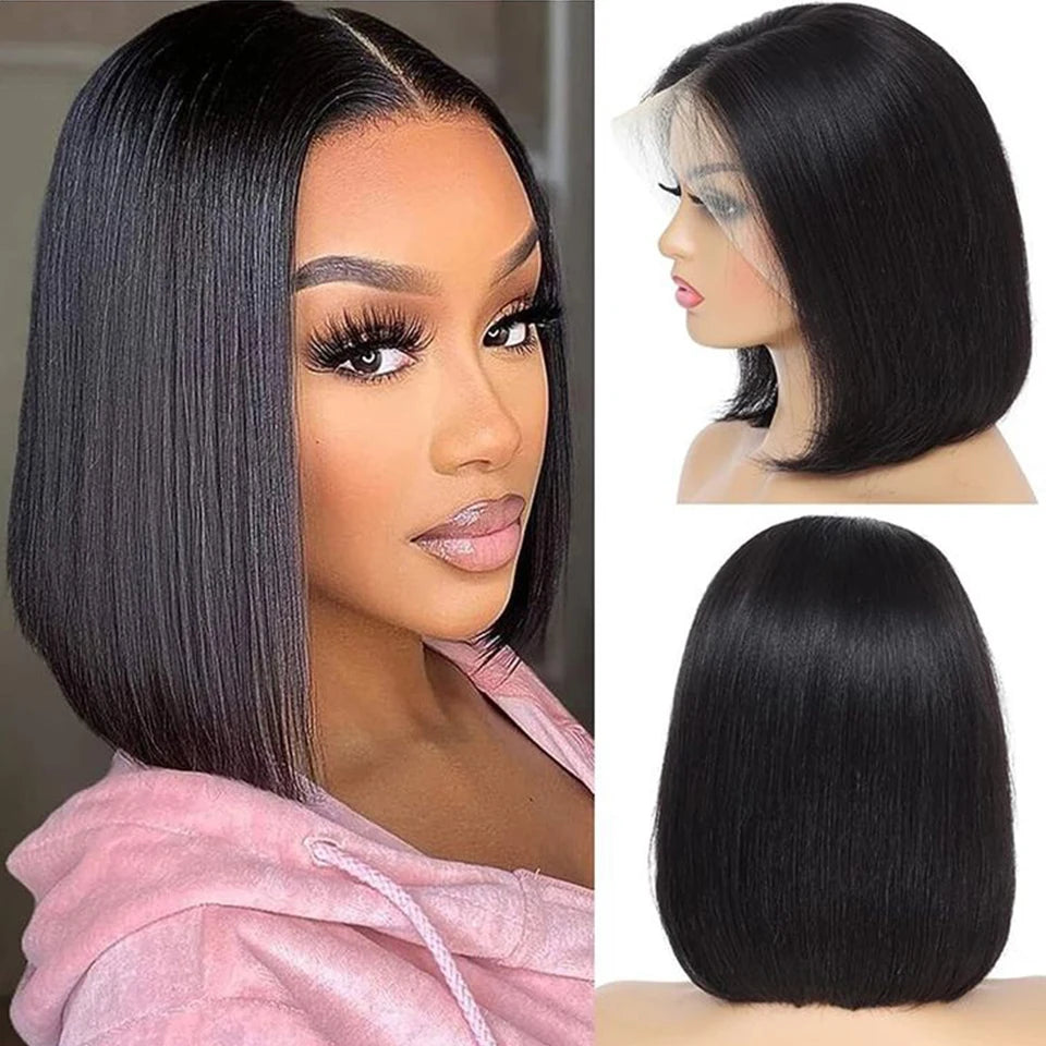Straight Short Bob Lace Frontal Human Hair Wigs Ombre Blonde HD Transparent Brazilian Highlight 13x6x2 Lace Front Wig For Women