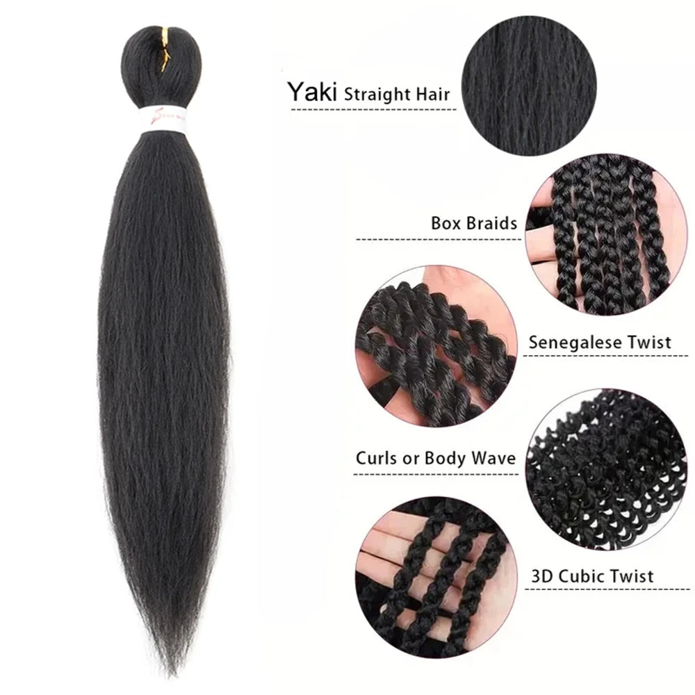 26 Inch Pre Stretched Braiding Hair Synthetic Easy Hair Yaki Straight Braids Wholesale Professional Hot Setting Set For Women