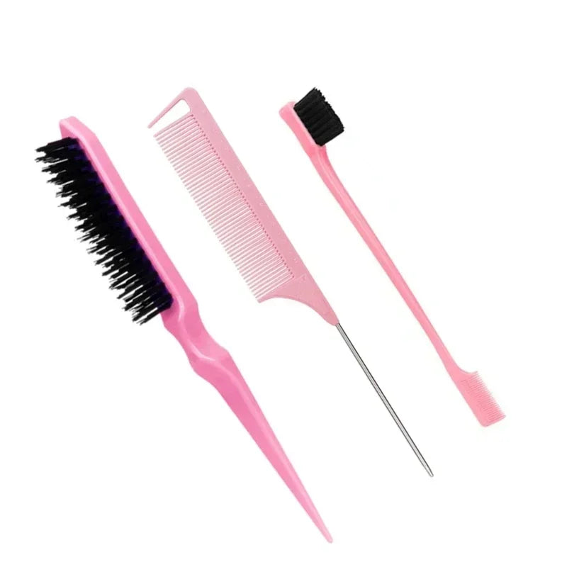 3pcs styling comb set teasing comb triple teasing comb mouse tail comb edge brushing hair tail tool，Special for real hair wigs