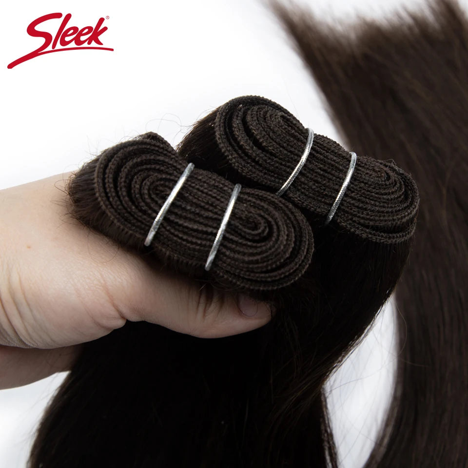 Sleek Brazilian Straight Human Hair Double Drawn Natural Human Hair Weave Bundles Remy Natural  Brown #4 #6 #8 Human Hair Bundle