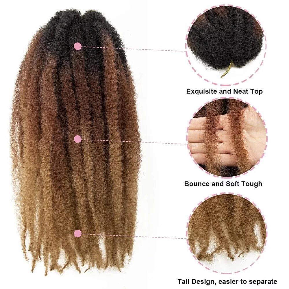 18 Inch 24strands/Pack Synthetic Marley Twist Hair Afro Kinky Curly for Faux Locs Twist Hair Senegalese Twists Hair Extensions