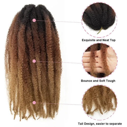 18 Inch 24strands/Pack Synthetic Marley Twist Hair Afro Kinky Curly for Faux Locs Twist Hair Senegalese Twists Hair Extensions