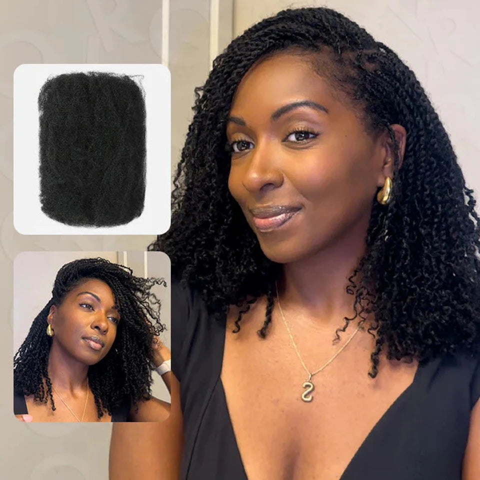 Brazilian QVR Afro Kinky Bulk Human Hair For Braiding Dreadlock Hair 50g/pc Virgin Natural Brown Remy Human Hair Extension