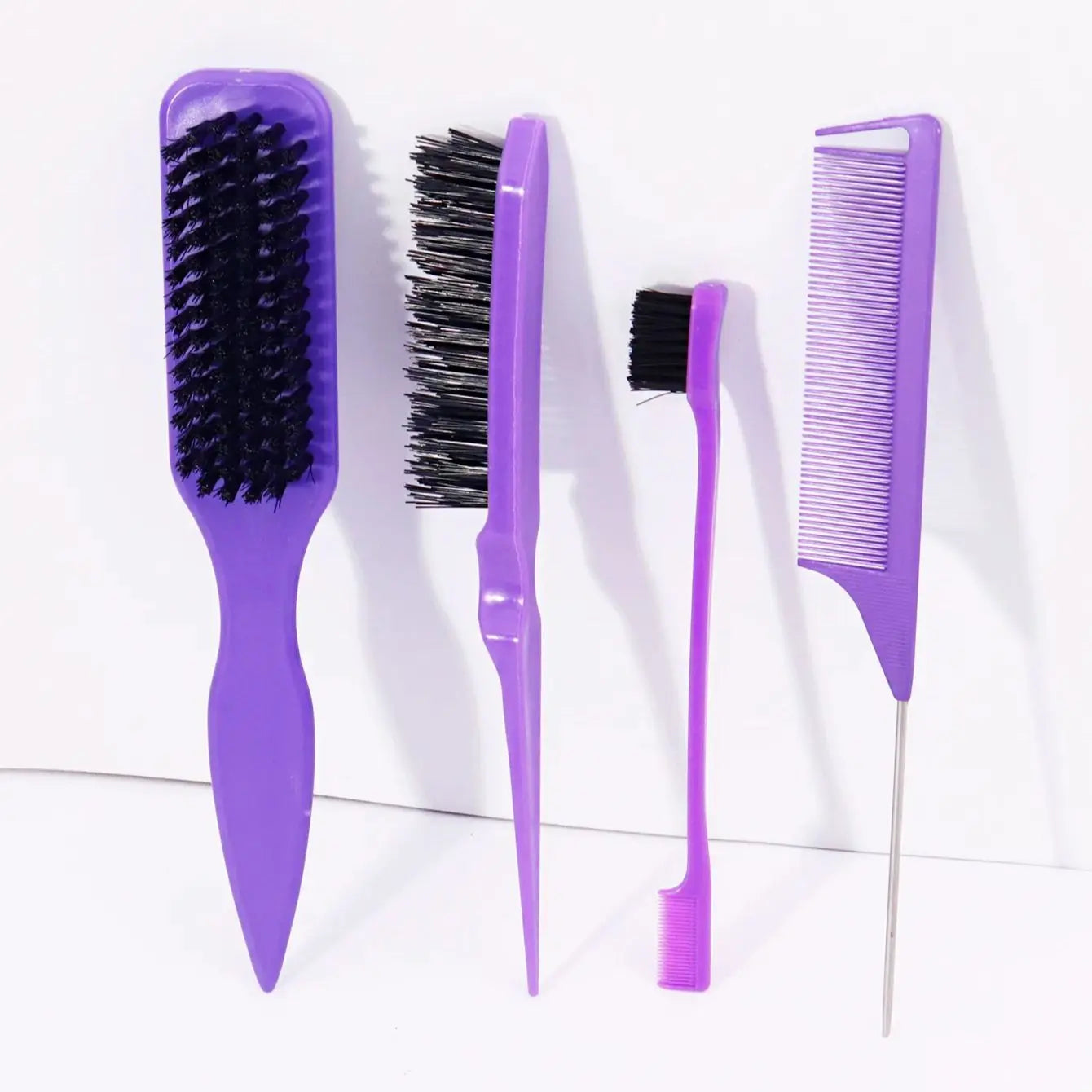 4pcs set of pointed tail brush combs, anti-static, nylon bristles, used for smoothing hair Special for Real Hair Wigs