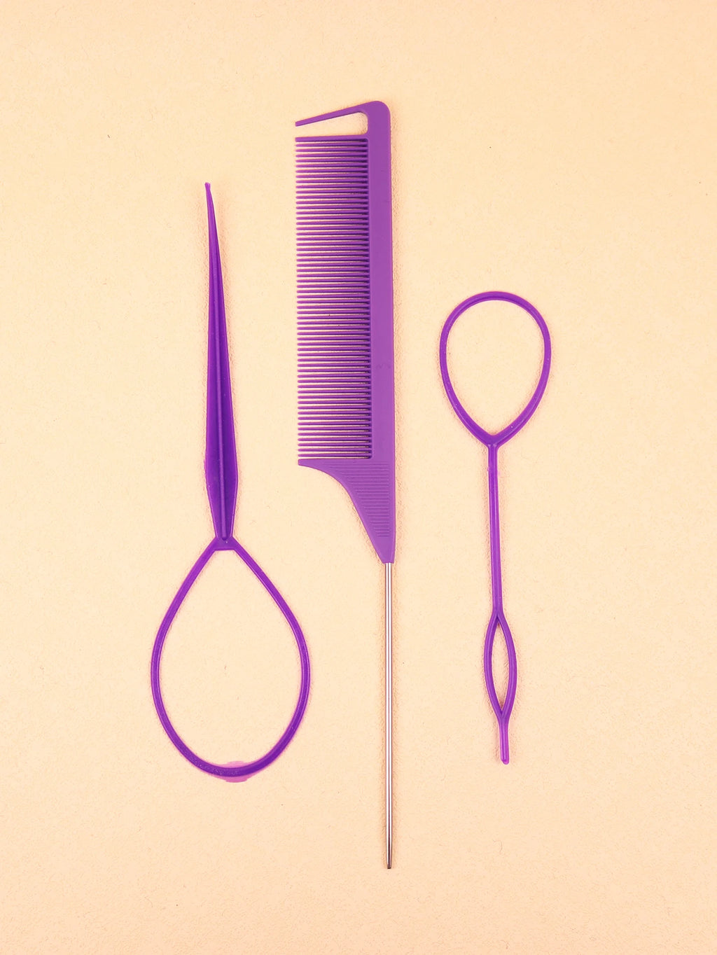 3pcs of hair braiding tools, designed for hair styling mouse tail combs to distribute hair braiding，Special for real hair wigs