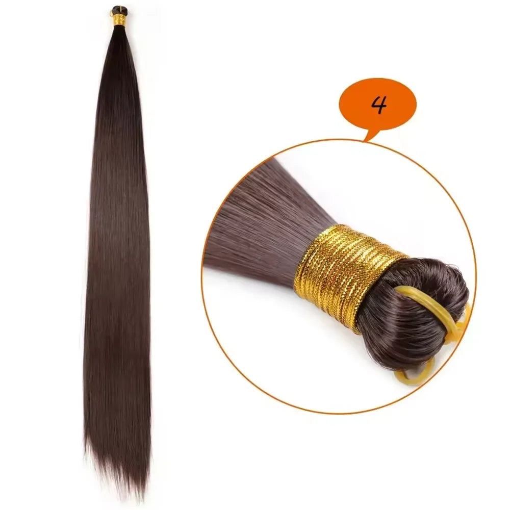 28 Inch Bone Straight Silky Crochet Braiding Hair 150g Synthetic Hair High Temperature Hair Extensions Hair Bundles for Women