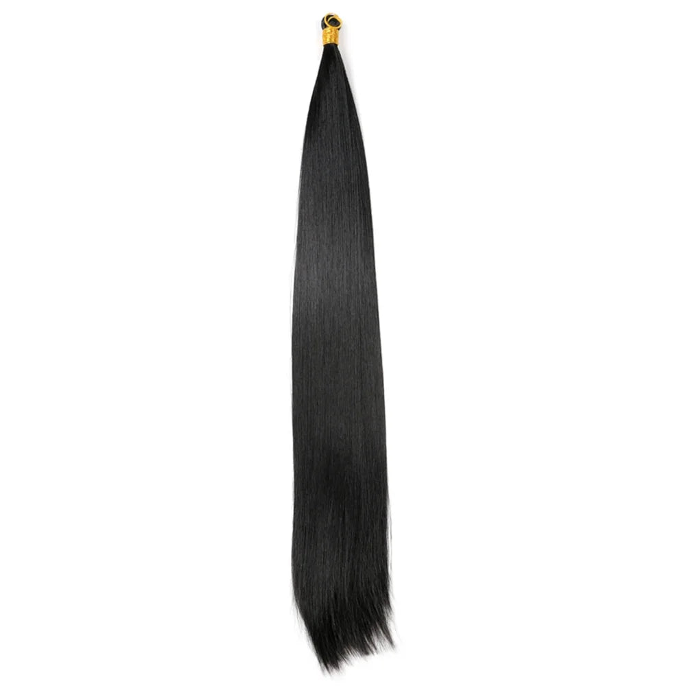 Bone Straight Silky Crochet Braiding Hair Synthetic Bulk High Temperature Hair Bundles Extension 28 Inch 150g Per Pack for Women