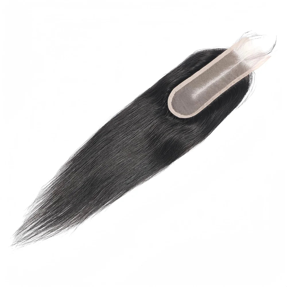 Brazilian 2x6 Lace Closure Kim K Transparent Lace Remy Human Hair Straight Black Woman Pre Plucked Natural Black Color