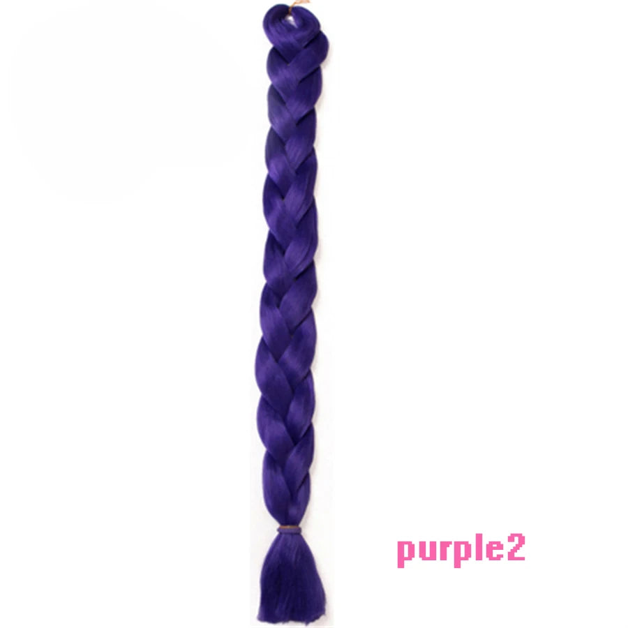 VERVES Braiding Hair 100 cm Synthetic Heat Fiber Braid 165g/Piece Women Pure Color Jumbo Braid Hair Extensions Pink