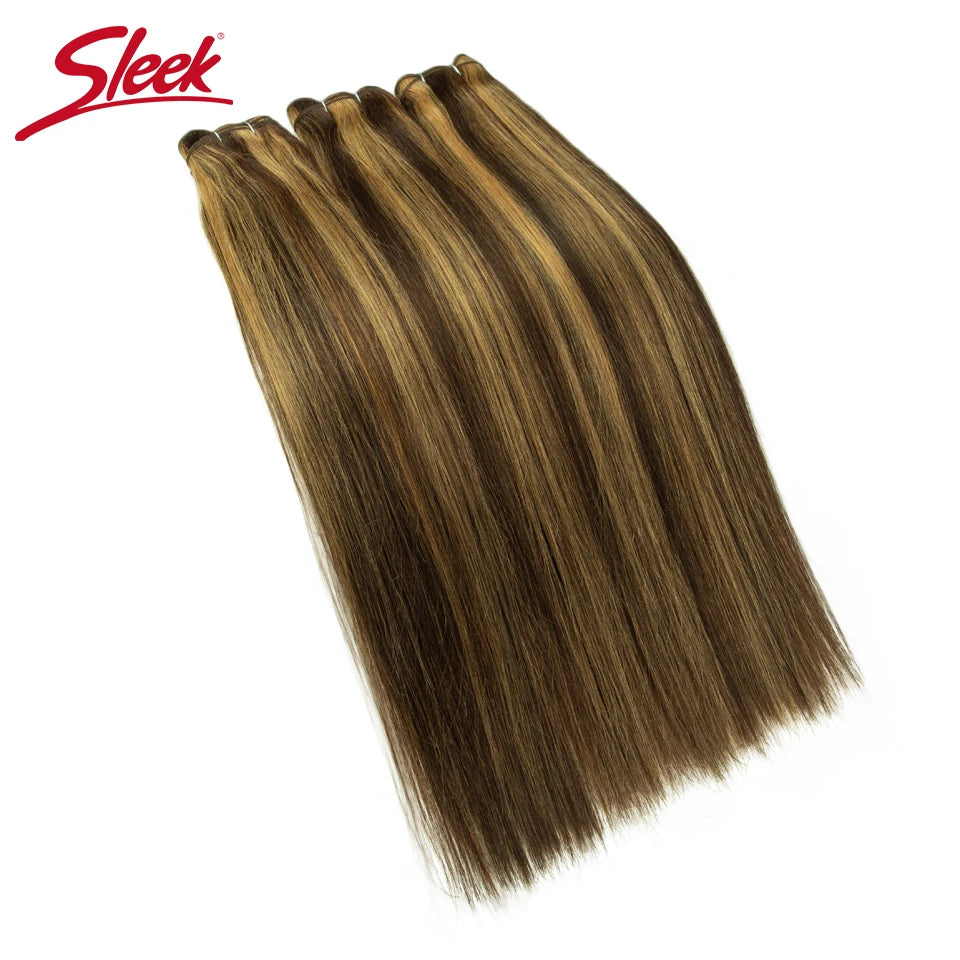 Sleek Peruvian Straight Human Hair Double Drawn Natural Human Hair Weave Bundles Highlight P4/27 P6/613 Remy Human Hair Bundle