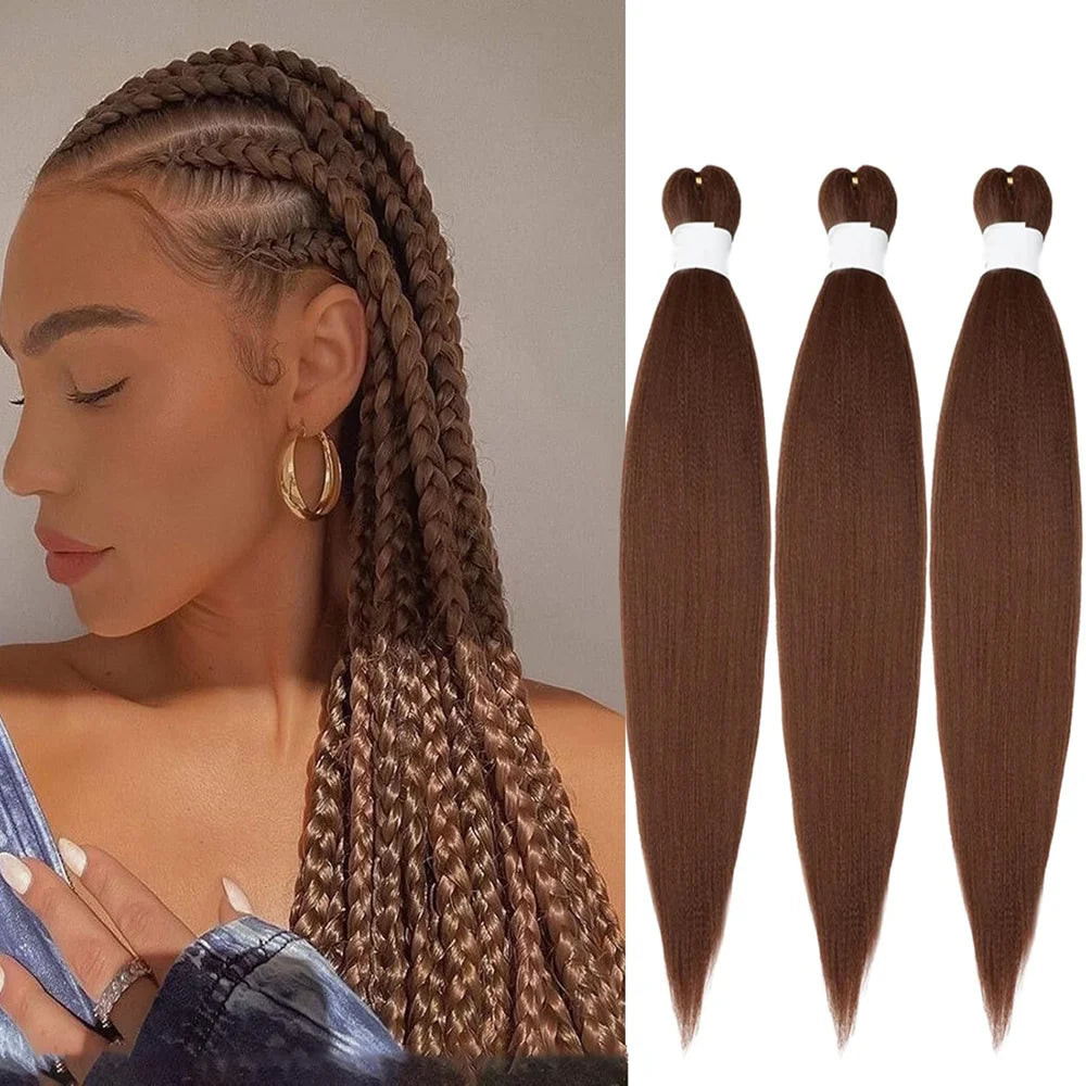 26 Inch Pre Stretched Braiding Hair Synthetic Easy Hair Yaki Straight Braids Wholesale Professional Hot Setting Set For Women