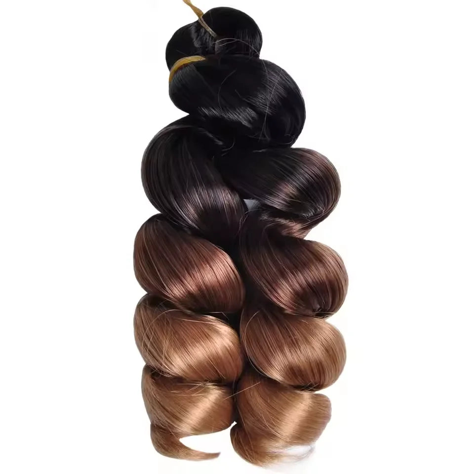 Synthetic Loose Wave Crochet Hair 12 Inch French Loose Curled Body Wave Woven Hair Water Wave Women's Wig Monochrome Mixed Color