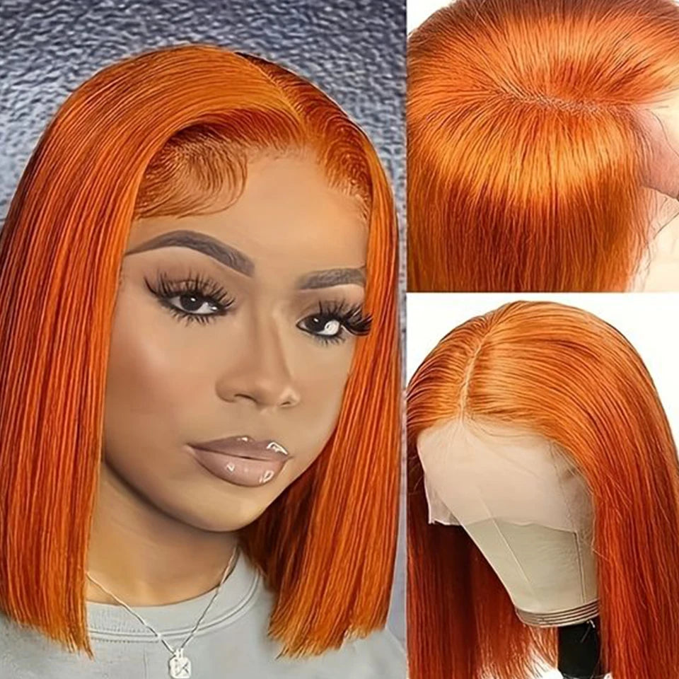 Straight Short Bob Lace Frontal Human Hair Wigs Ombre Blonde HD Transparent Brazilian Highlight 13x6x2 Lace Front Wig For Women