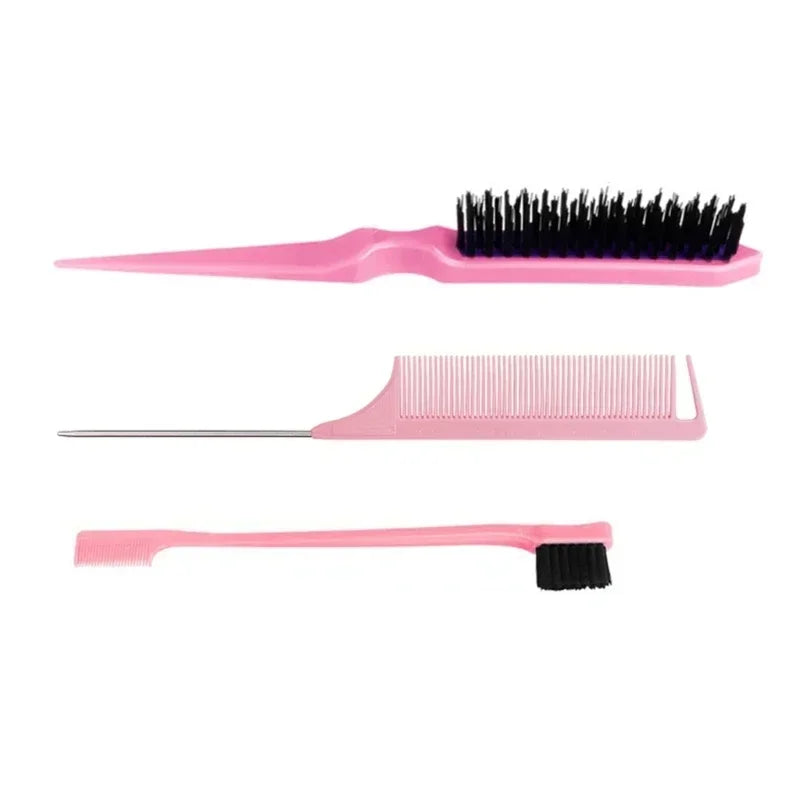 3pcs styling comb set teasing comb triple teasing comb mouse tail comb edge brushing hair tail tool，Special for real hair wigs