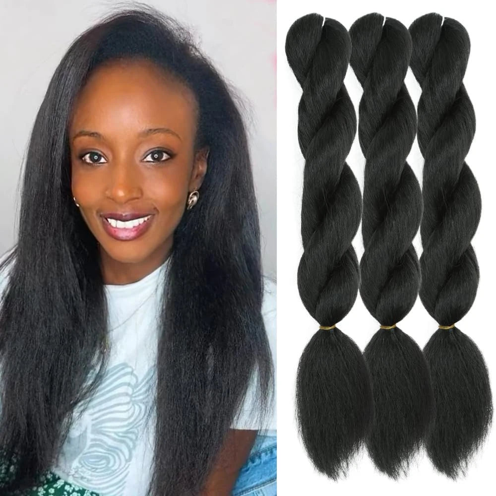 26inch Premium Synthetic Fibers Kinky straight Vixen Bundles crochet hair Natural Black Yaki for black women Hair Extensions