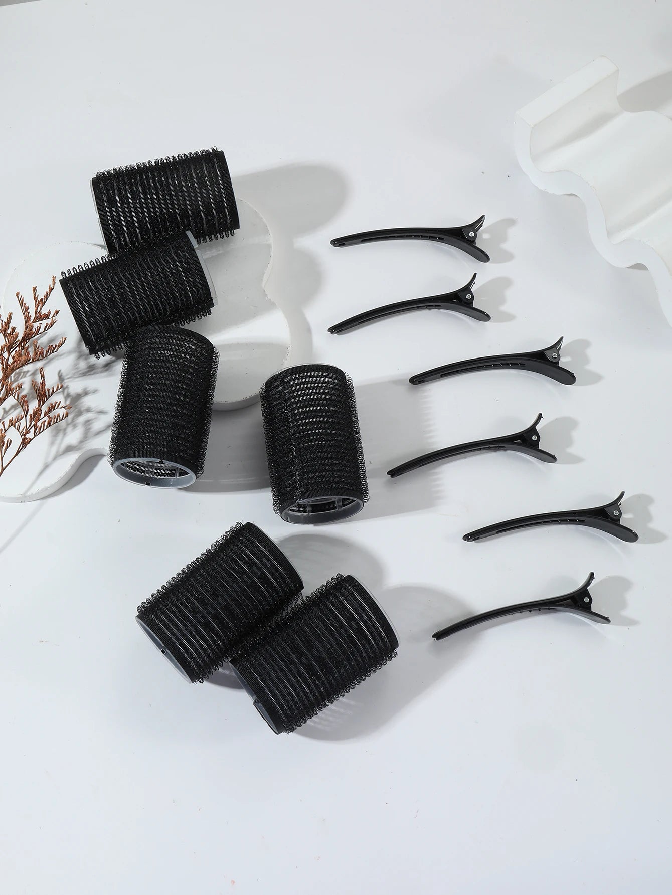 12pcs Curling Tool Set with 6 Non Heat Curlers and 6 Clips, available in multiple sizes Special for real hair wigs