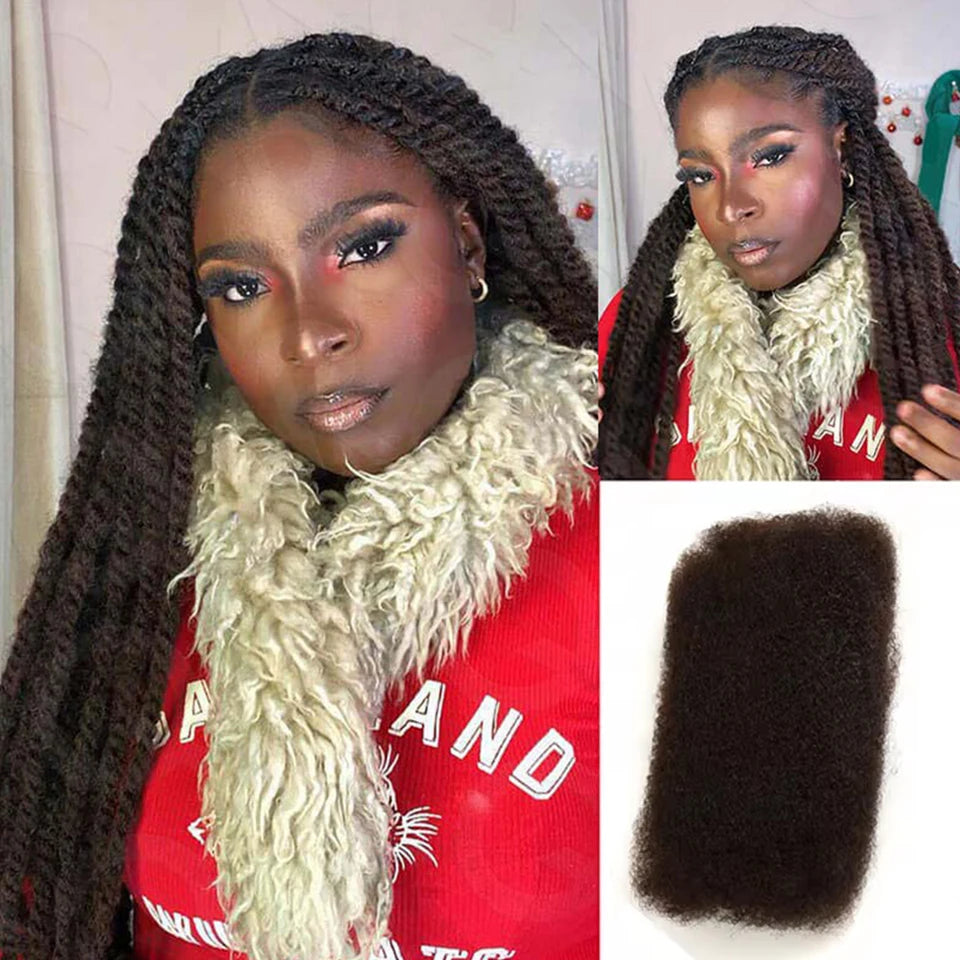 Sleek Highlight Braids Afro Kinky Bulk Hair No Attachment QVR Afro Curly Bulk Human Hair For Braiding Brazilian Remy Dreadlock