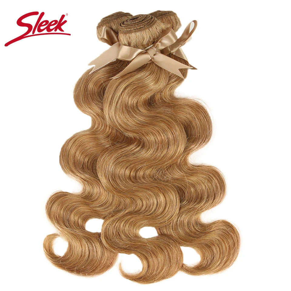 Big Sale Sleek Honey Blonde 27 Colored Brazilian Body Wave Natural Remy Hair Bundles 8 To 26 Inches Sold 1/3/4 Hair Extension