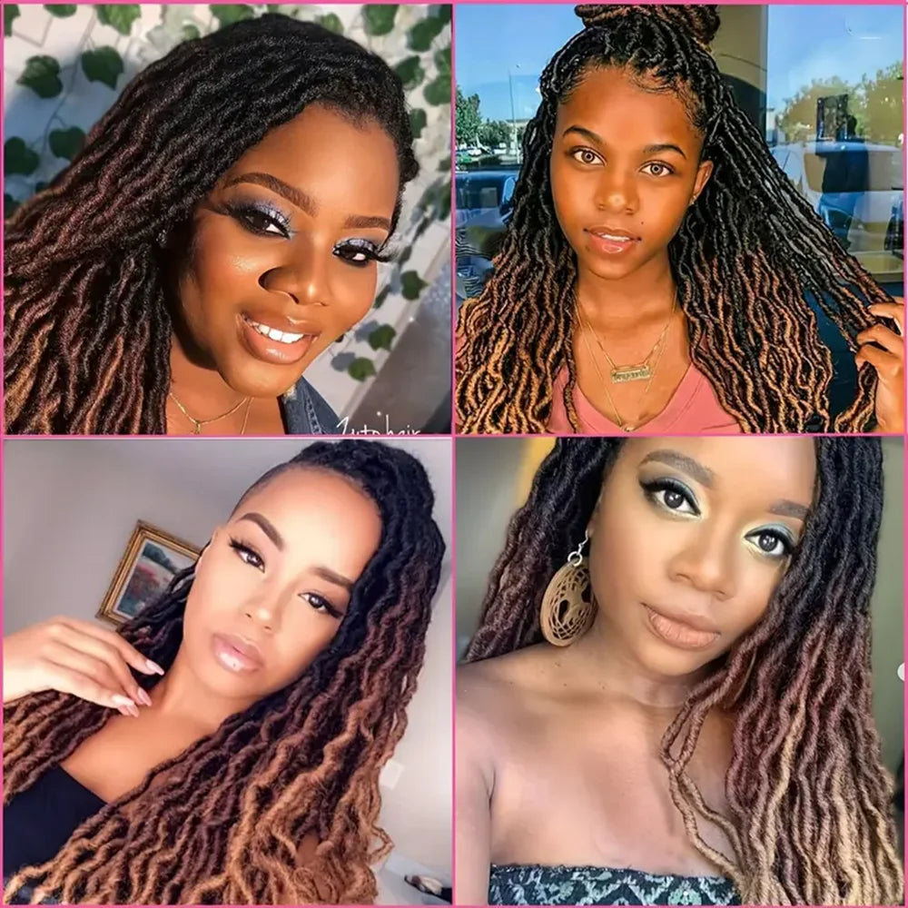 18inch Synthetic Gypsy Goddess Faux Locs Crochet Hair 24s/p Curly Twist Soft Pre-Looped Braids Dreadlocks Extensions for Women