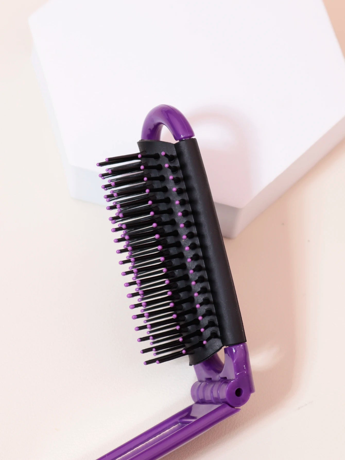 1pc Folding travel mirror hair brush, portable mini massage hair brush, suitable for outings，Special for real hair wigs