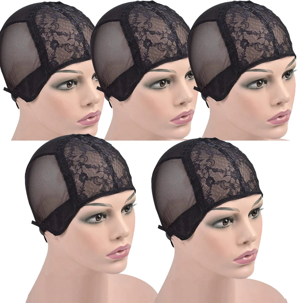 DIY New Wig Caps for Women Black Dome Cap For Wig with Adjustable Straps On The Back Glueless Hairnets Breathable Bald Cap
