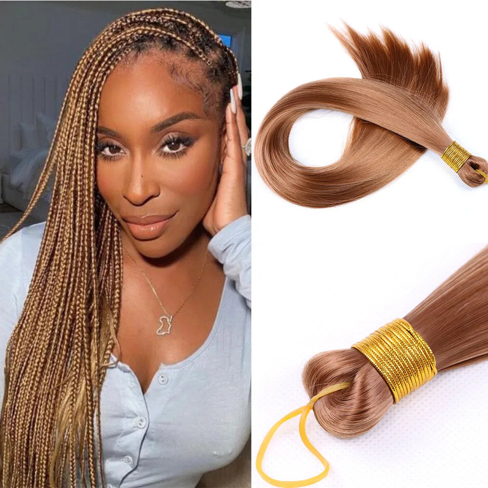 28 Inch Bone Straight Silky Crochet Braiding Hair 150g Synthetic Hair High Temperature Hair Extensions Hair Bundles for Women
