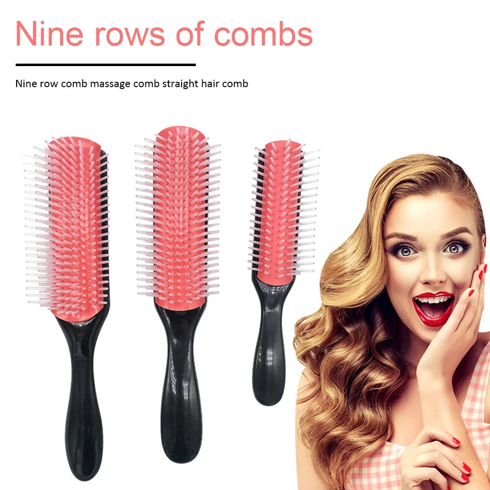 9-Rows Detangling Hair Brush Detangler Hairbrush Scalp Massager Straight Curly Wet Removable Brush Special for Real Hair Wigs