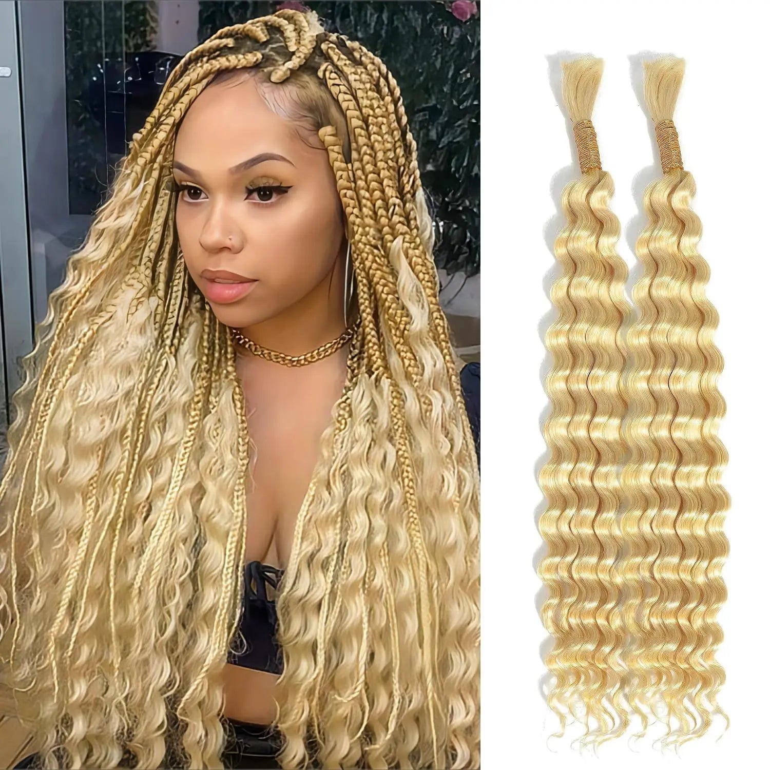 Synthetic Deep Wave Bulk Hair For Braiding Hair No Weft 22inch Wet And Wavy 100g Quality Hair Braiding Extensions For Boho Braid