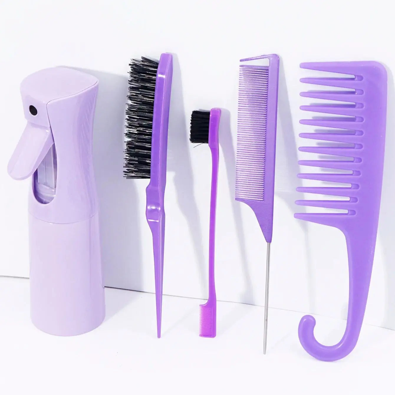 5 pieces/set of professional hairdressing tool set,with spray bottle and multi style comb set Special for Real Hair Wigs