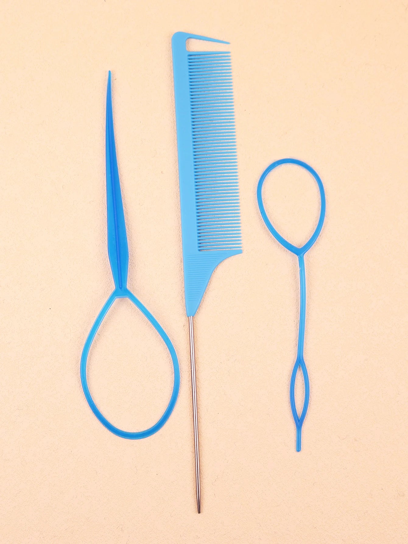 3pcs of hair braiding tools, designed for hair styling mouse tail combs to distribute hair braiding，Special for real hair wigs