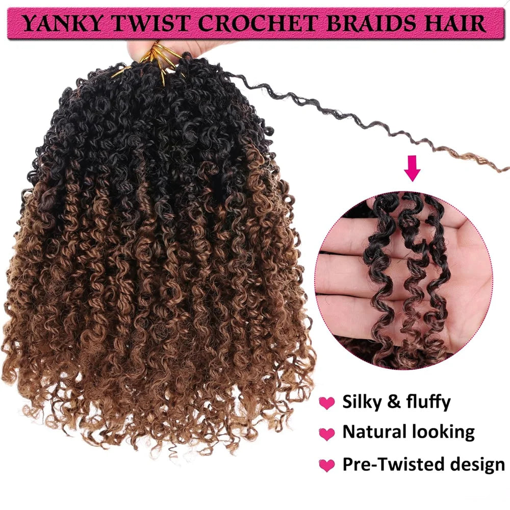 8/10/12Inch Pre-looped Yanky Twist Synthetic Crochet Hair 24s/PCS Pre-twisted Passion Twist Synthetic Braiding Hair Extensions