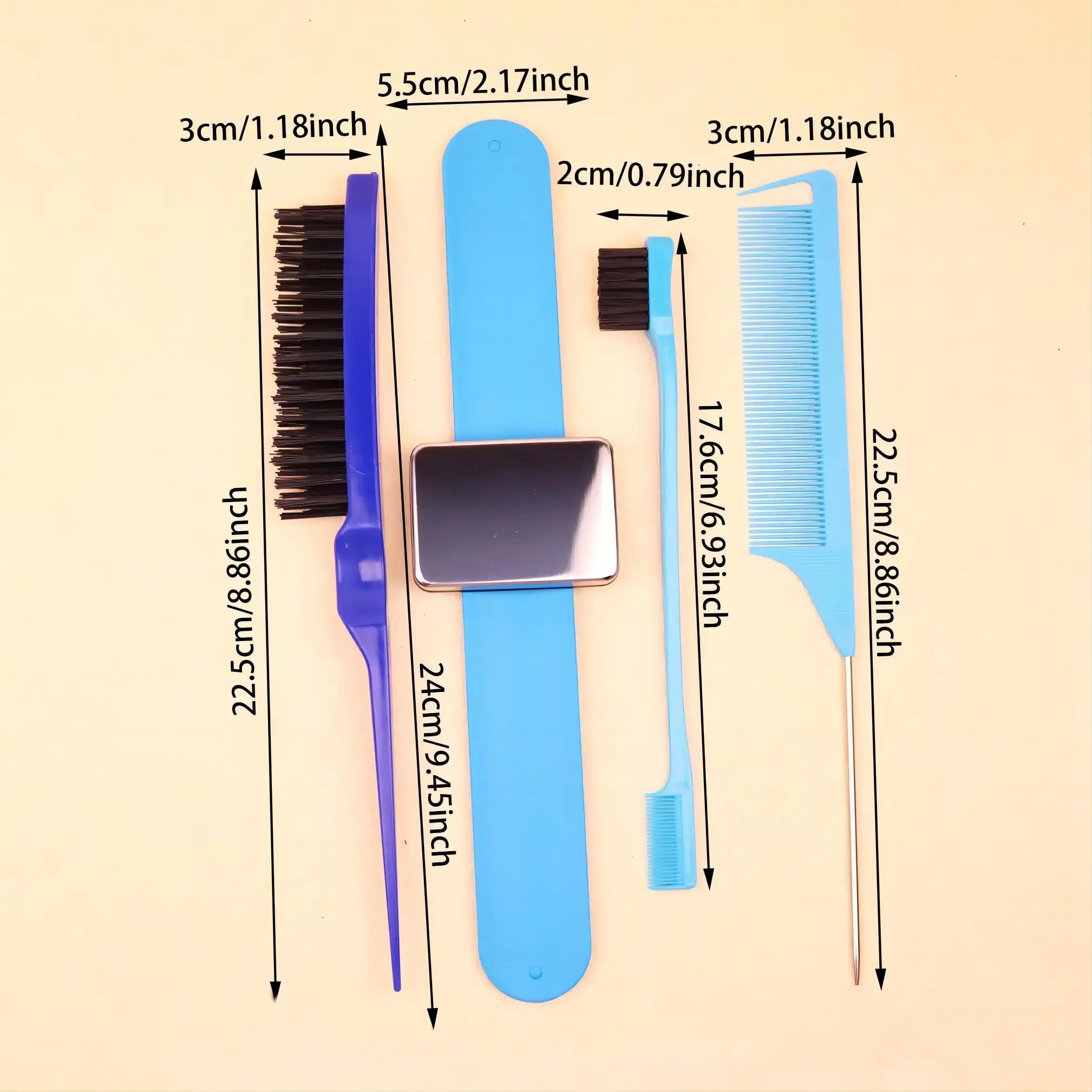 4pcshair brush, magnetic wristband, edge controlled tear comb, hair clip, silicone wrist strap，Special for real hair wigs