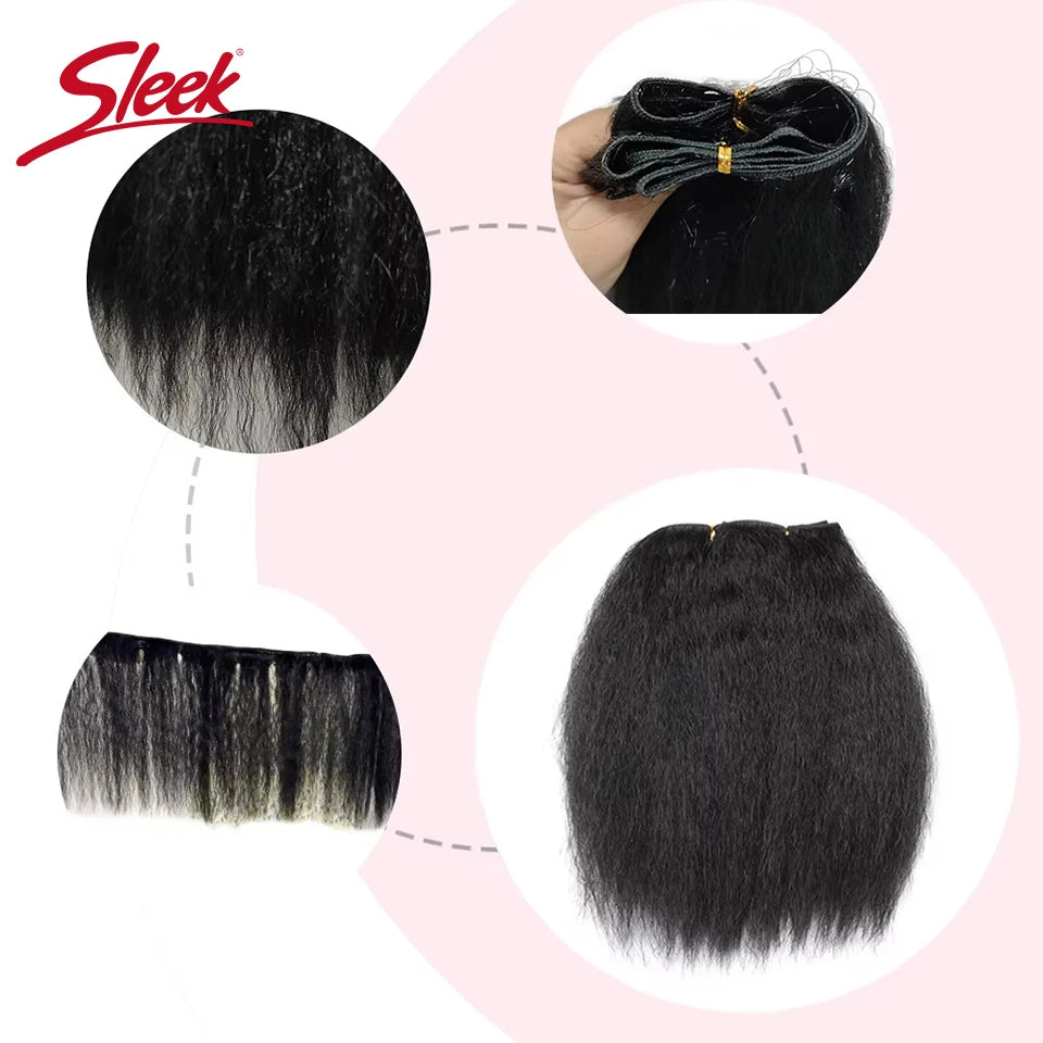 Sleek 3Pcs Brazilian Kinky Straight Weaving Bundles Nature Black And Brown 4# Short Yaki Straight Bundles Full End Remy Hair