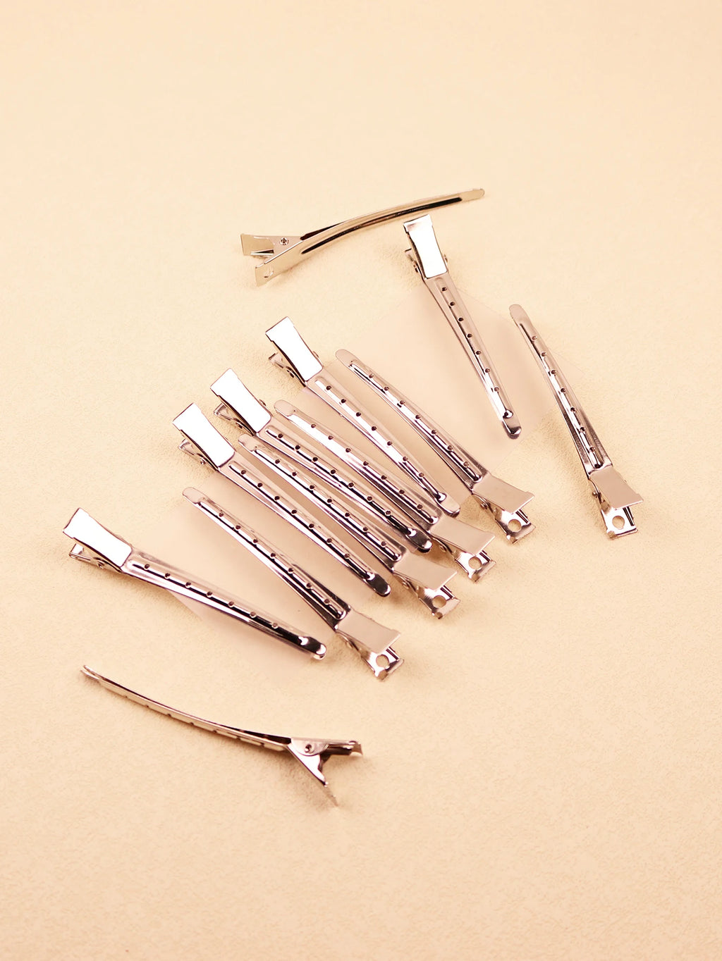 12pcs Stainless Steel Spike Alligator Duck Bill Salon Clips Metallic Hair Barrettes Hair Clips ，Special for real hair wigs