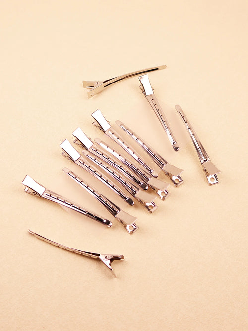 12pcs Stainless Steel Spike Alligator Duck Bill Salon Clips Metallic Hair Barrettes Hair Clips ，Special for real hair wigs