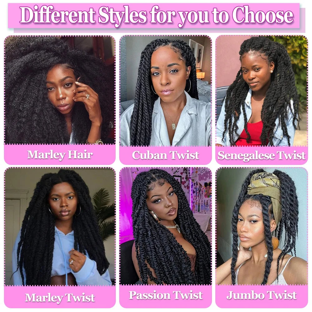 18 Inch Synthetic Marley Twist Braiding Hair Afro Kinky Curly Crochet Hair for Faux Locs Long Springy Twist Hair Extensions