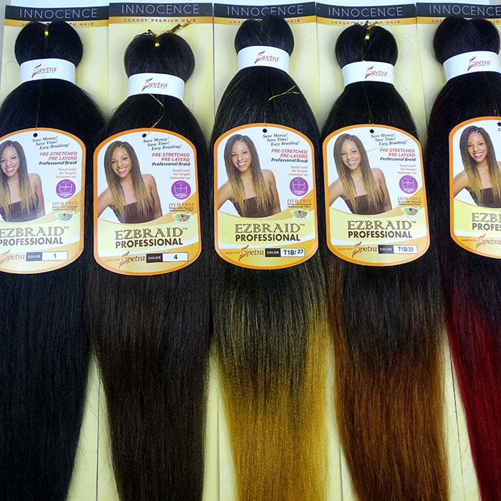 26 Inch Synthetic Black Braiding Hair Pre Stretched Easy Braids Yaki Texture Professional Braiding Hair Braids Hot Water Setting