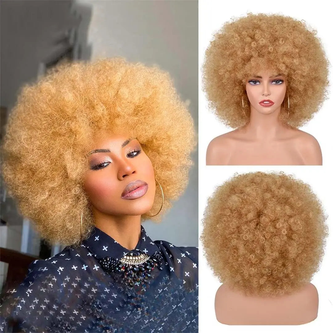 10inch Synthetic Afro Wigs Soft Natural Looking and Bouncy 70s Huge Fluffy Puff Wigs for Cosplay And Daily Party Cosplay Costume