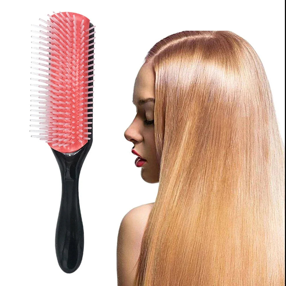 9-Rows Detangling Hair Brush Detangler Hairbrush Scalp Massager Straight Curly Wet Removable Brush Special for Real Hair Wigs