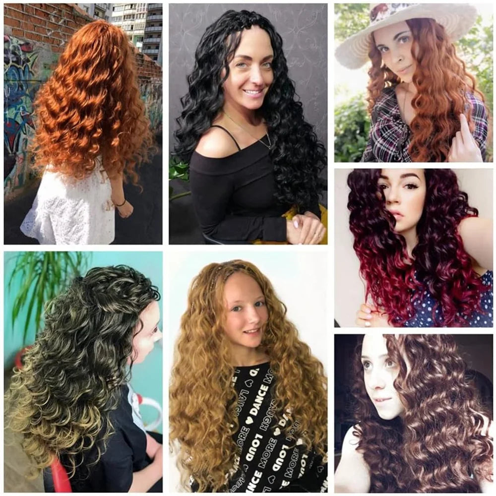 22Inch Synthetic Deep Wave Bulk Hair For Braiding Curly Ombre Brown Blonde Daily Extensions No Weft Faux Braiding Hair For Women