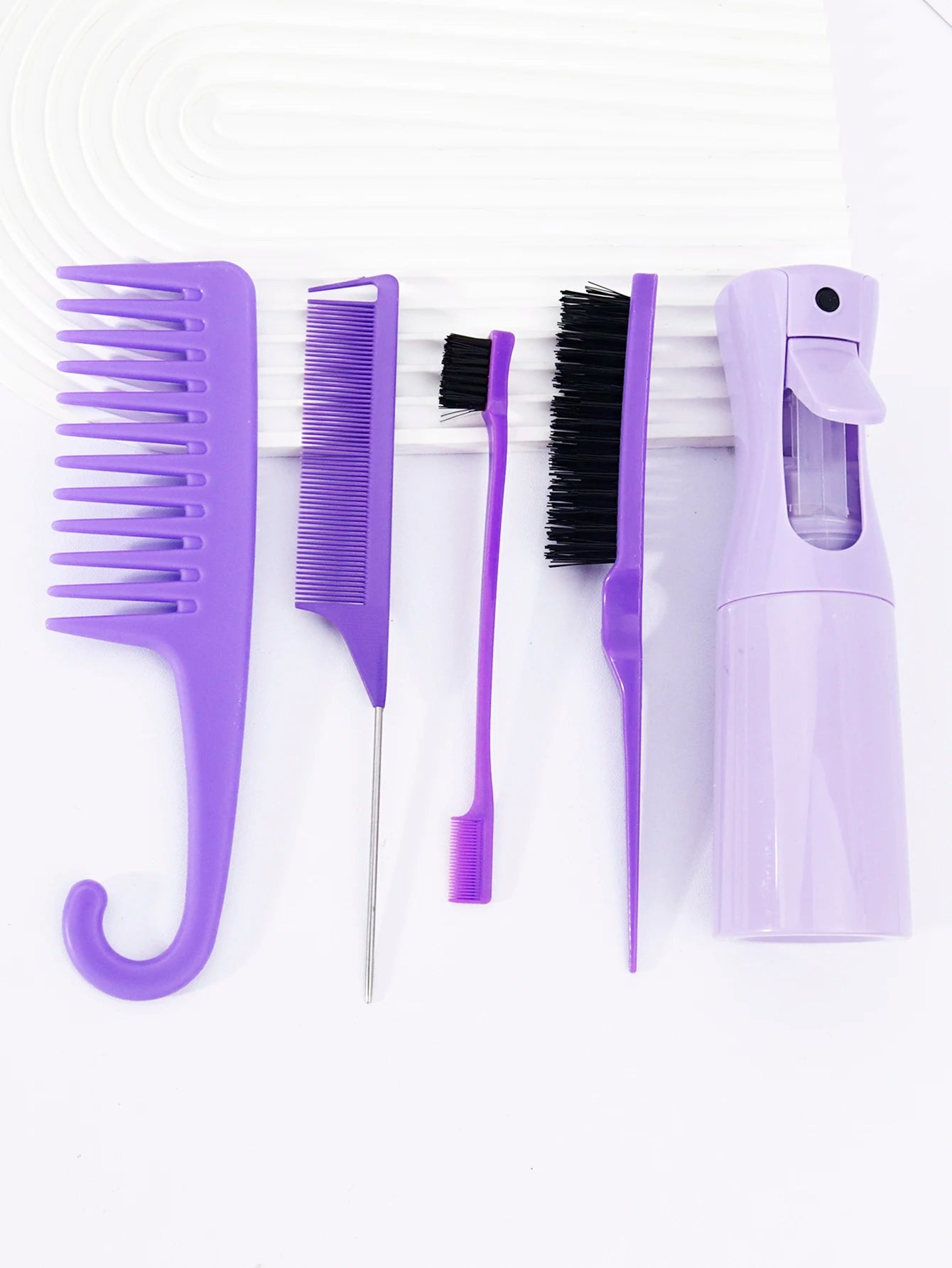 5 pieces/set of professional hairdressing tool set,with spray bottle and multi style comb set Special for Real Hair Wigs