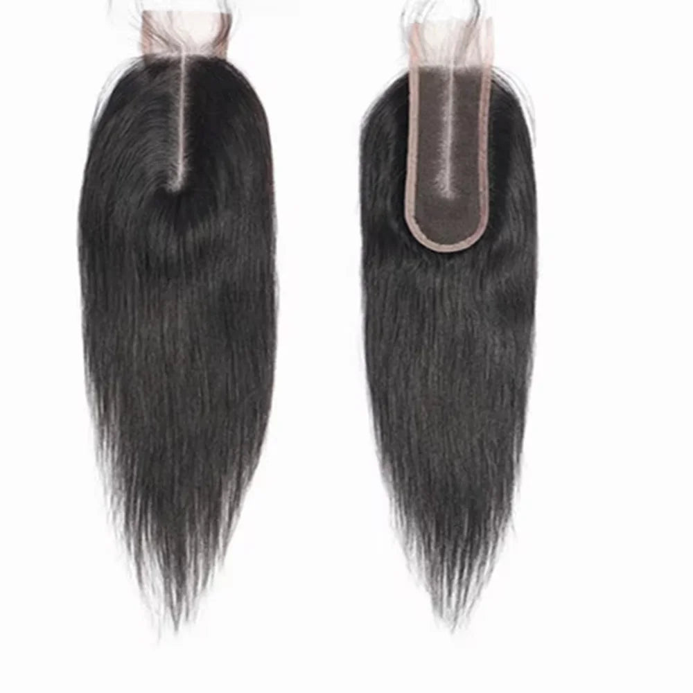 Brazilian 2x6 Lace Closure Kim K Transparent Lace Remy Human Hair Straight Black Woman Pre Plucked Natural Black Color
