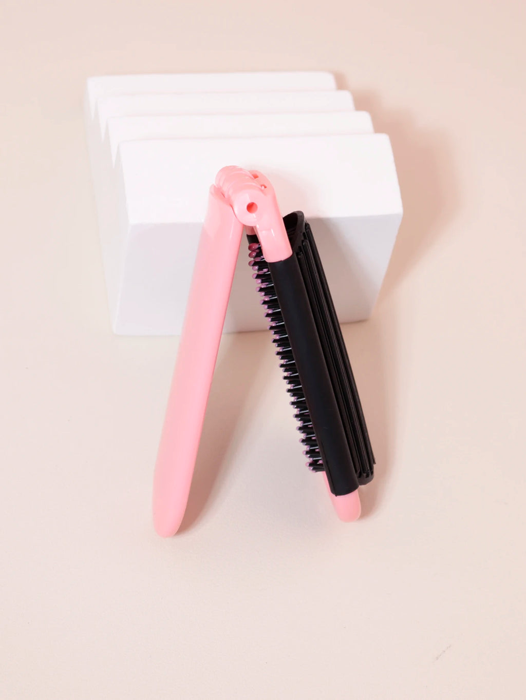 1pc Folding travel mirror hair brush, portable mini massage hair brush, suitable for outings，Special for real hair wigs