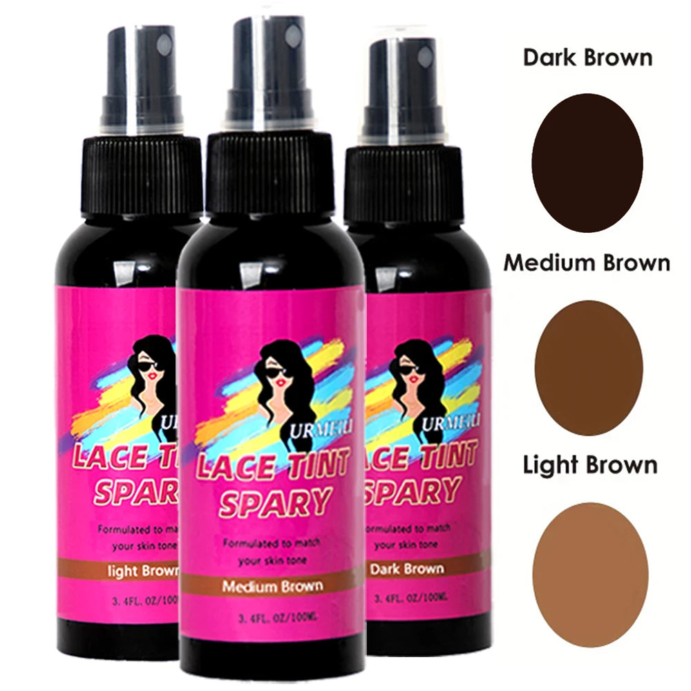 Lace Tint Spray for Wigs Tinted Melting Spray for Lace Grids Quick Drying Wig Knot Concealer 3.38 oz (100ml)