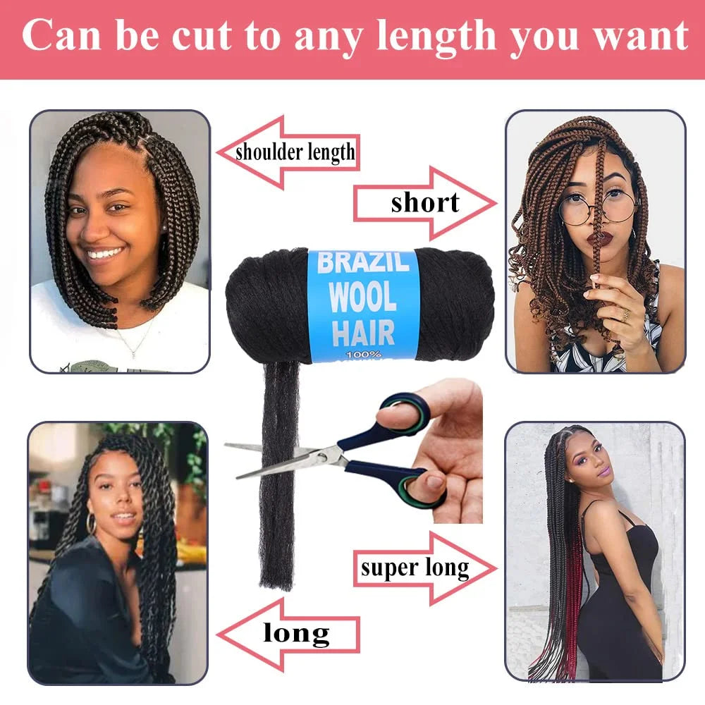 Black Brazil Wool Hair Acrylic Extension Yaki Synthetic Hair Senegalese Twist Faux Locs Wraps Jumbo Crochet Braiding Hair