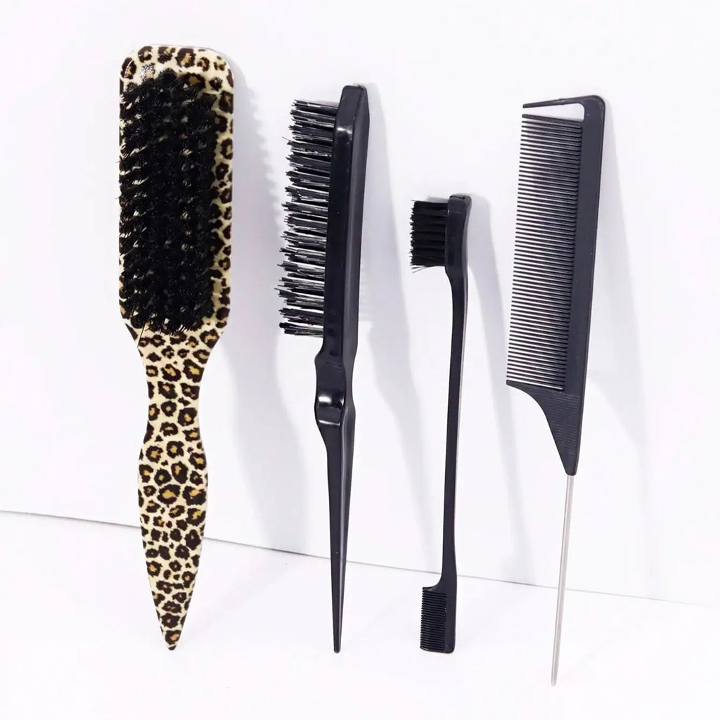 4pcs set of pointed tail brush combs, anti-static, nylon bristles, used for smoothing hair Special for Real Hair Wigs