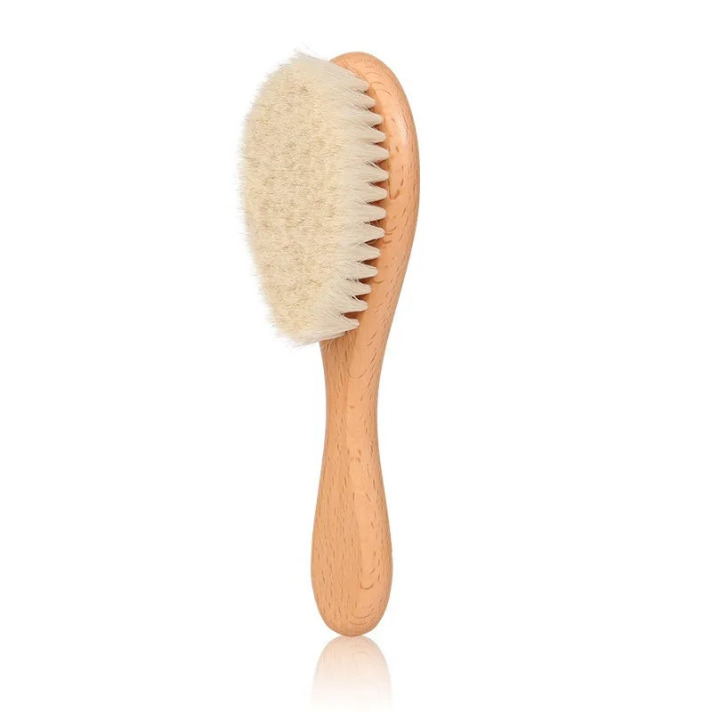 Wooden handle wool brush - a soft goat wool brush suitable for all hair types,Special for real hair wigs