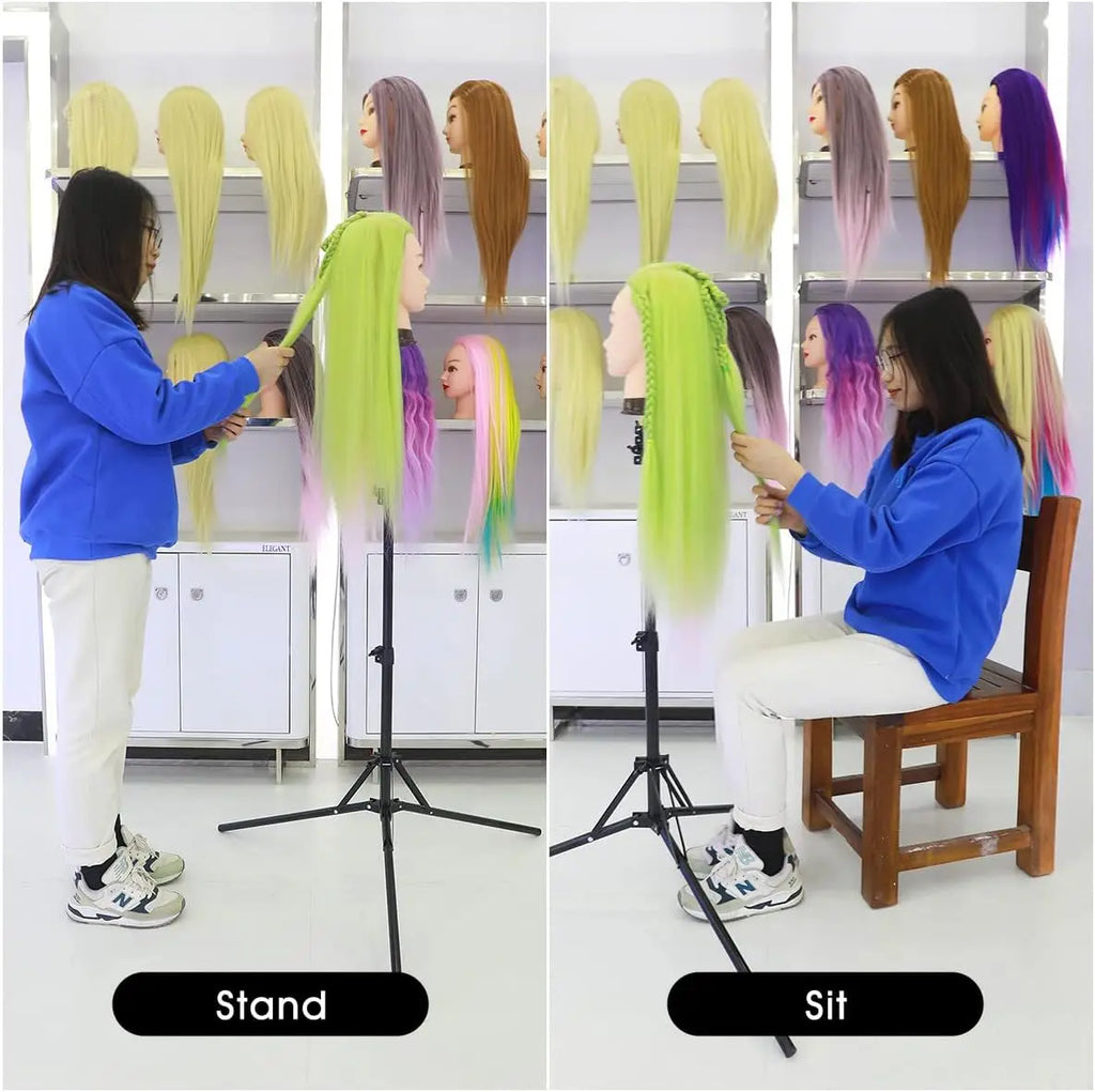 150 cm Mannequin Head Stand, Upgrade Foldable Wig Stand Tripod for Cosmetology Hairdressing Training, Adjustable Wig Head Stand