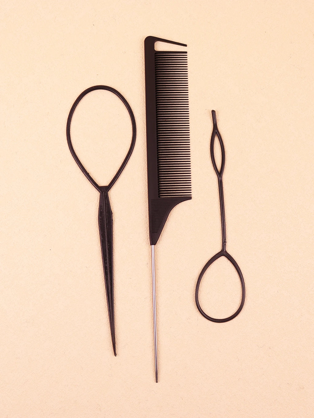 3pcs of hair braiding tools, designed for hair styling mouse tail combs to distribute hair braiding，Special for real hair wigs
